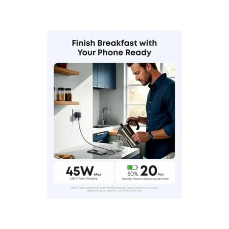 أنكر شاحن جداري بقوة 45 واط بمنفذ تايب سي - اسود