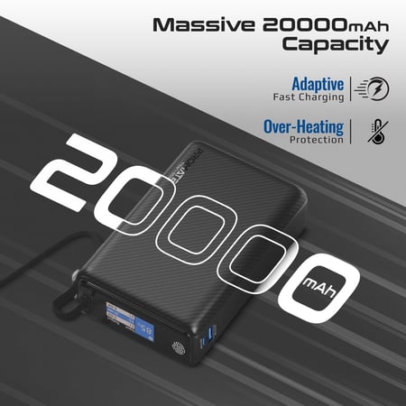 بروميت باور بانك بسعة 20,000 مللي أمبير وقوة 35 واط مع كابل USB-C مدمج Titan-35W