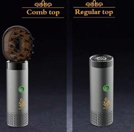 جميرة 2في1 مبخرة شعر الكترونية مشط تحتوي على رأسين للشعر والمنزل - لون فضي