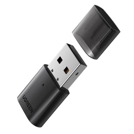 يوجرين محول بلوتوث 5.0 لاسلكي ومنفذ USB-A للكمبيوتر أسود