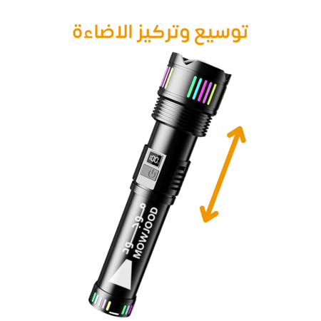 كشاف يدوي LED عالي السطوع 3000 لومن قابل لإعادة الشحن مع تكبير ومدى يص