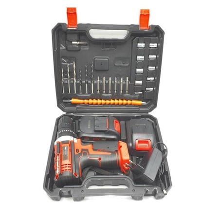 مثقاب دريل لاسلكي متعدد الوظائف مع بطاريتين قابلة لاعادة الشحن وشنطة م