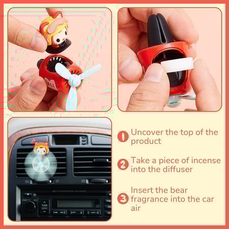 معطر هواء للسيارة دب لطيف مع مروحة دوارة - AAA062