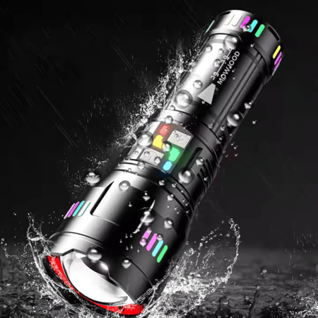 كشاف يدوي LED بقوة 3000 شمعة شاحن متنقل للجوالات مع تكبير وتركيز الإضا