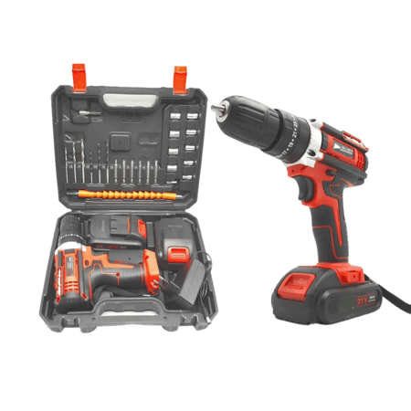 مثقاب دريل لاسلكي متعدد الوظائف مع بطاريتين قابلة لاعادة الشحن وشنطة م