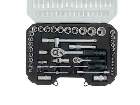 طقم عدة مفاتيح ربط ومفك براغي 94 قطعة رؤوس مفك ستيل الكروم مع يد اتوما