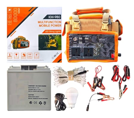 بطارية متنقلة للرحلات بسعة 80 الف ملي أمبير  مع محول طاقة 200W منفصل