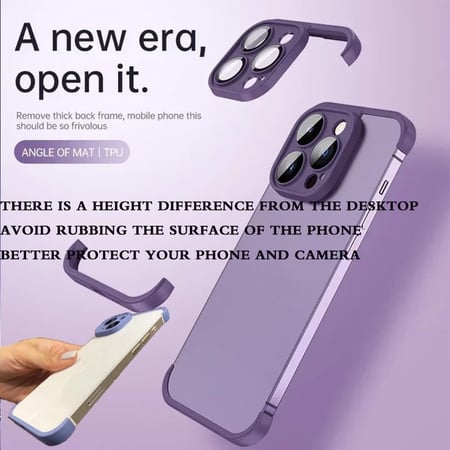 كفر حماية لأجهزة IPhone 15 بدون إطار مع حامي عدسة الكاميرا اسود - أناق