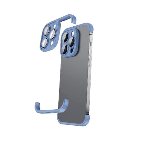 كفر حماية لأجهزة IPhone 15 بدون إطار مع حامي عدسة الكاميرا اسود - أناق