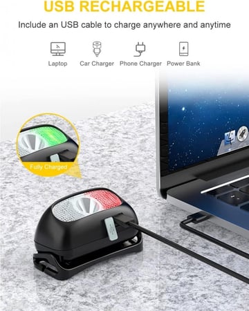 كشاف رأس صغير بقوة إضاءة عالية مع مستشعر حركة قابل للشحن بتايب سي ومقا