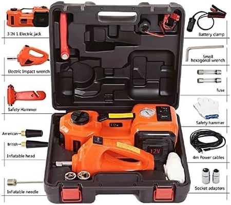 طقم عفريته كهربائيه للسياره مع مفك كهربائي للعجلات هواء ومنفاح كفرات و