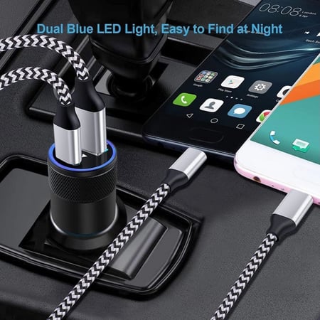 شاحن سيارة مدخل ولاعة تايب سي ومنفذ شحن USB سريع AAA069