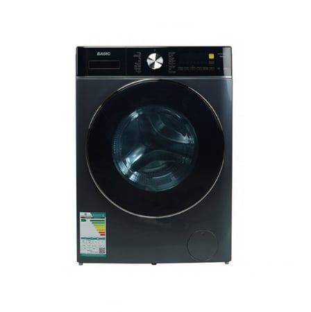 غسالة بيسك تعبئة امامية 10 كجم, تجفيف 100 %, انفرتر, فضي