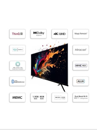 شاشة جي في سي برو 85 بوصة سمارت 4K UHD بنظام webOS موديل 85GW6100