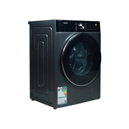 غسالة بيسك تعبئة امامية 10 كجم, تجفيف 100 %, انفرتر, فضي