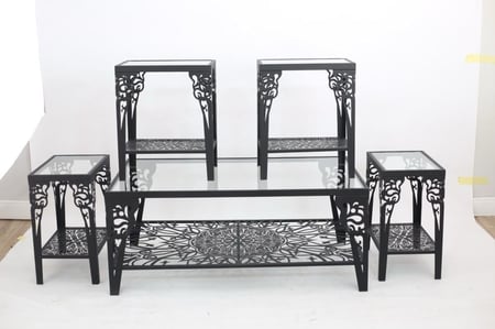 طقم طاوله ضيافةليزر مع اربع طاولات خدمه