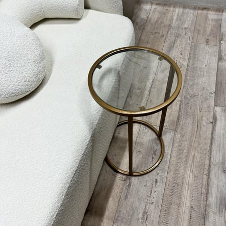 طاوله خدمه سطح زجاج شفاف لون حديد ذهبي