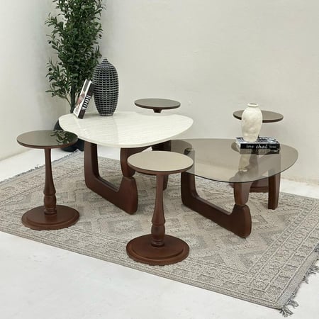 طقم طاولات6 قطع. حبتين كبار و ٤ صغار