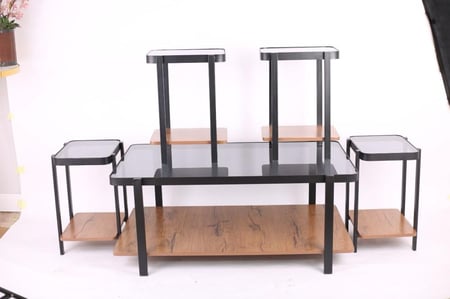 طقم طاولة قهوة دورين فاخر مع 4 طاولات خدمة - لمسة عصرية وفخامة لديكور منزلك