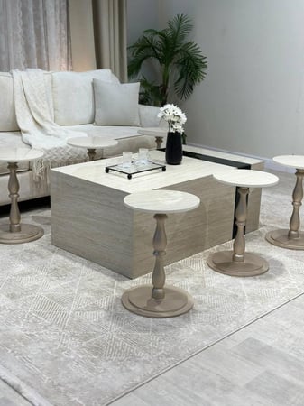 طاولة كنب فاخر مع 6 خدمة بتصميم عصري ومواصفات مميزة