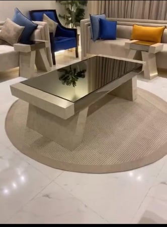 طقم طاولات بديل رخام وسطح زجاج
