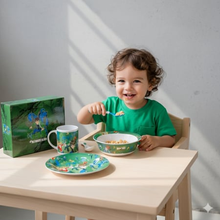 طقم مائدة - طقم مائدة رقم 2 يتكون من 4 قطع للاطفال و الصغار بشخصية بن تن 10