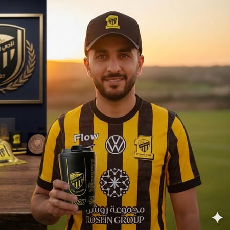 كوب قهوة - كوب نادي الإتحاد اللون ( الأسود ) الشكل الجديد