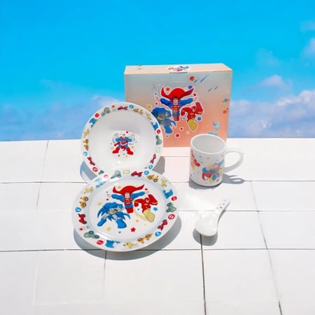 طقم مائدة - طقم مائدة 4 قطع للاطفال والصغار بشخصية سوبر مان و باتمان