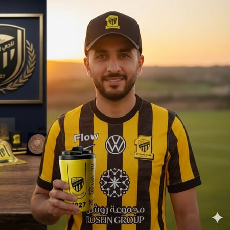 كوب قهوة - كوب نادي الإتحاد اللون ( الأصفر ) الشكل الجديد