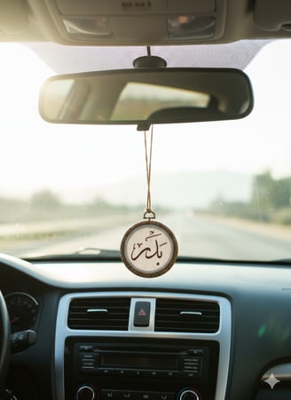 تطريز  تعليقة السيارة ( اسم & حرف & عباراة ) حسب الطلب