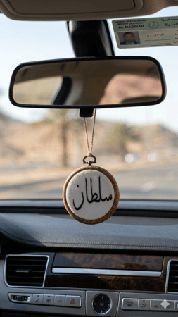 تطريز  تعليقة السيارة ( اسم & حرف & عباراة ) حسب الطلب