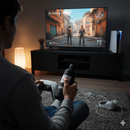 قارورة من الفولاذ المقاوم للصدأ ( شعار بلايستيشن ) اللون الأسود و الأبيض