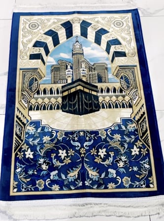 سجادة صلاة - سجادة صلاة سميكة بتصميم الكعبة المشرفة ( اللون الأزرق الداكن )