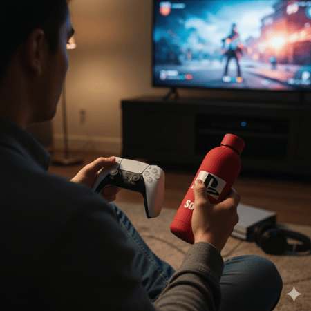 قارورة من الفولاذ المقاوم للصدأ ( شعار بلايستيشن ) اللون الأحمر