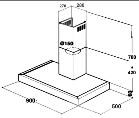 شفاط كتشن برو 90 سم 3 سرعات شكل T ستيل إيطالي – تصميم عصري وأداء قوي لمطبخ نظيف