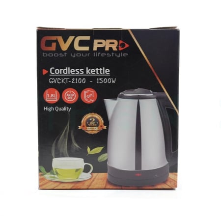 غلاية ماء GVC Pro 1.8 لتر ستيل – أداء قوي وتصميم عملي