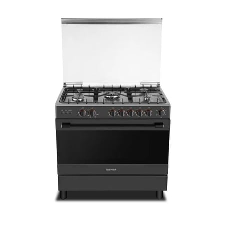 غاز توشيبا 90×60 رمادي 5 عيون ستيل – أمان كامل وأداء احترافي