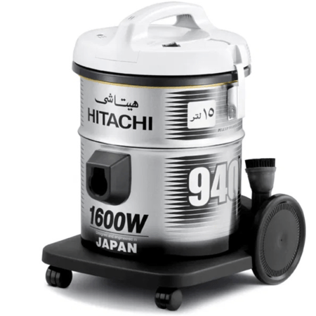 مكنسة هيتاشي 15 لتر 1600 واط – أداء قوي وتصميم عصري باللون الرمادي