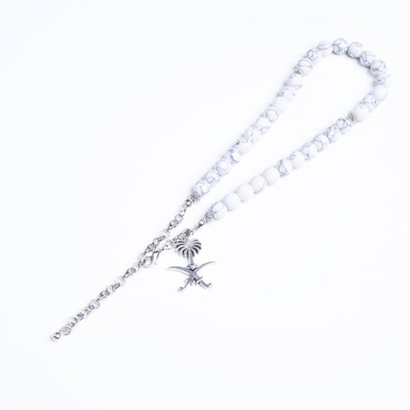 أسورة + سبحة فيروز أبيض شكل سيفين ونخلة