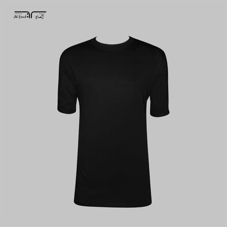 فنيلة عسكرية قطنية نص كم حلق على الرقبة رجالية لون أسود