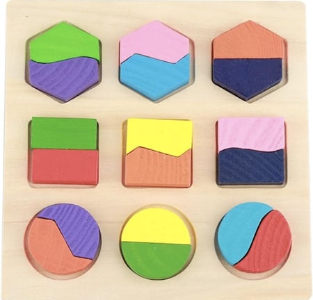 لعبة تطابق الأشكال الخشبية (اختر العنوان)