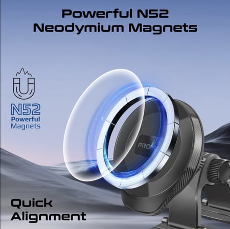 PROMATE - حامل هاتف ذكي ArcMount بتقنية MagGrip للاسطح المنحنية - أسود