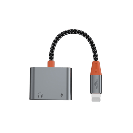 MOOGMAX - وصلة لايتننق الى لايتننق ثنائي - قماش أسود