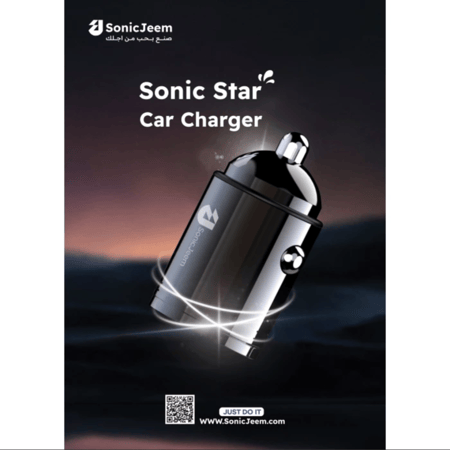 Sonic Jeem - شاحن سيارة صغير SJ202B تايب سي و يو اس بي (120W - 20PD) - أسود