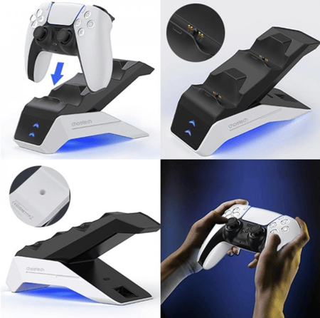 Choetech - قاعدة شحن وحدات تحكم بلايستيشن 5 - ابيض