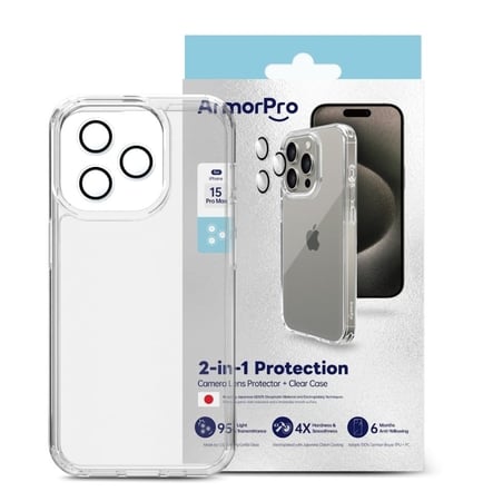ArmorPro - غلاف حماية مع حماية الكاميرا للايفون - شفاف