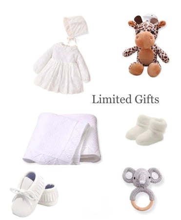 هدية مولودة فستان امريكي بقبع