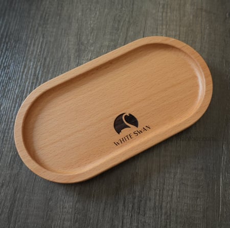 صينية اسبرسو بيضاوية من خشب الزان