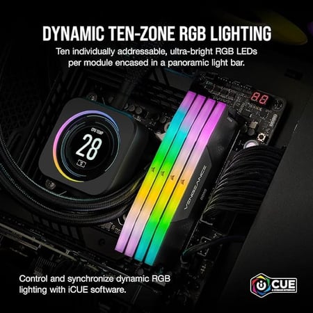 CORSAIR Vengeance RAM RGB 32GB (2x16GB) DDR5 5200MHz - Black
