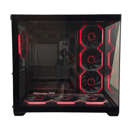 GTW GAMING COMPUTER CASE, BLACK MID TOWER ATX CASE WITH 7 PRE-INSTALLED RGB FANS GT-F7CB009